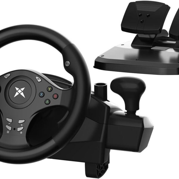 PC Racing Wheel,270 Degree Universal USB Car Sim Race Steering Wheel Xbox Large Size Steering Wheel and Pedals for PS4、PS3、Xbox One、Xbox Series X/S、Switch(Black)
