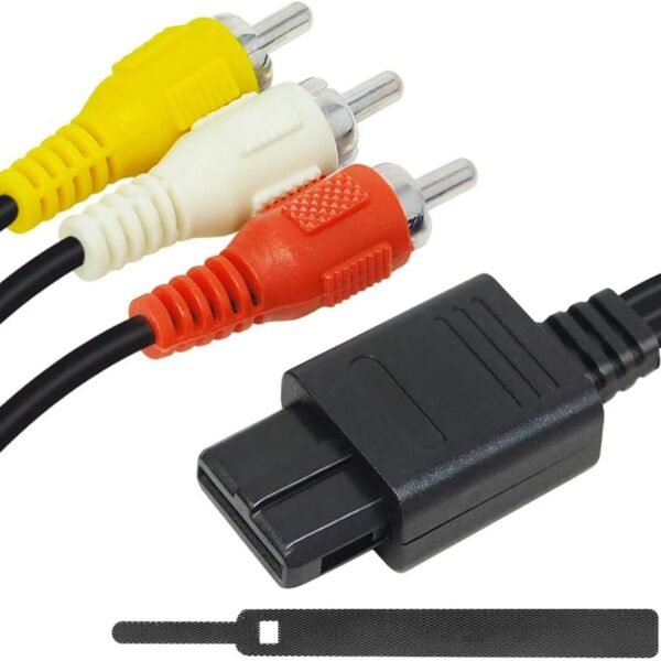 6amLifestyle AV Cable Composite Replacement Wire 5.9FT Video Cord Compatible for Nintendo N64/ SNES/Gamecube/GC