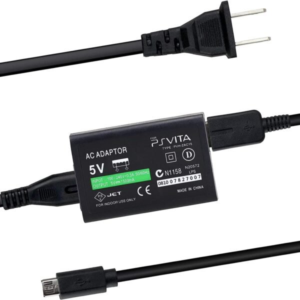 AC Power Charger Adapter with USB Charging Cable Cord for PS Vita 2000 - Wall Chargers Supply Kit for PSV 2000